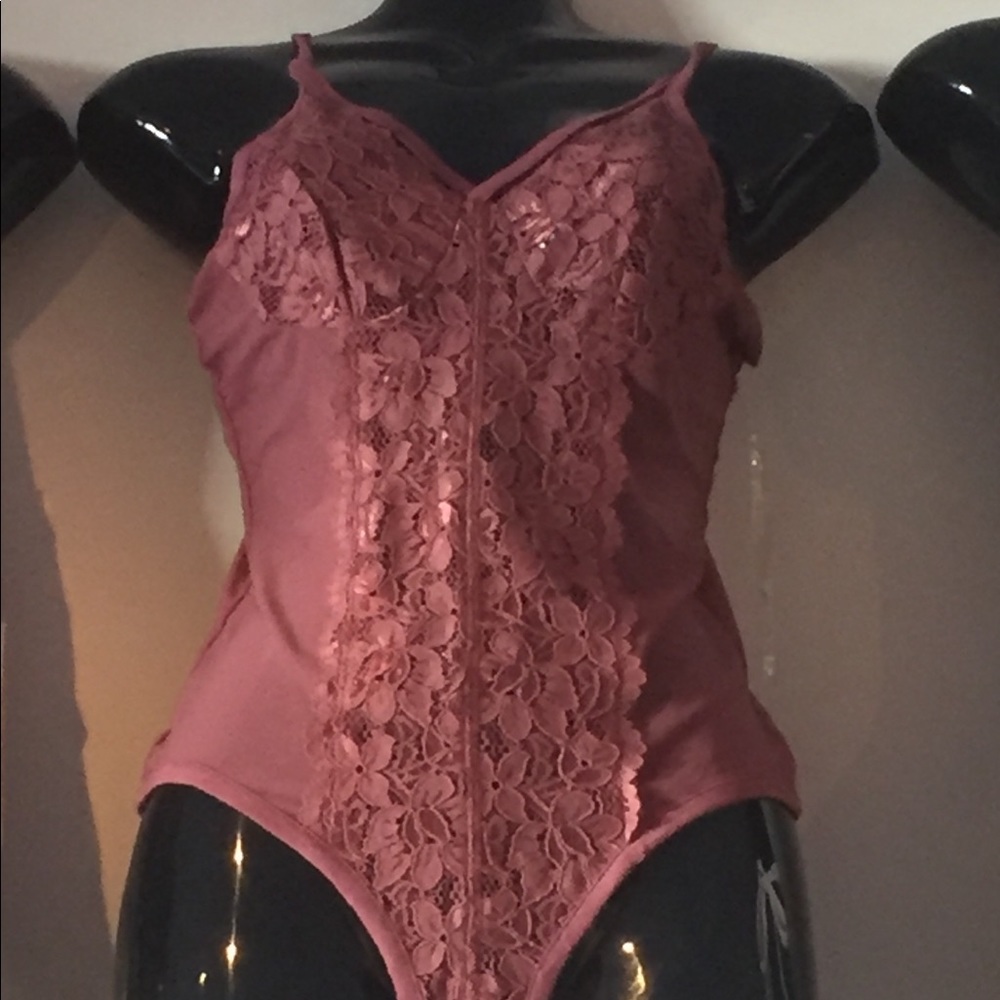 Pink lace body suit